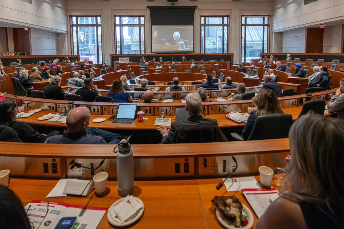 The Communities Driving Change Forum in the round chamber of the Morris J. Wosk Centre for Dialogue